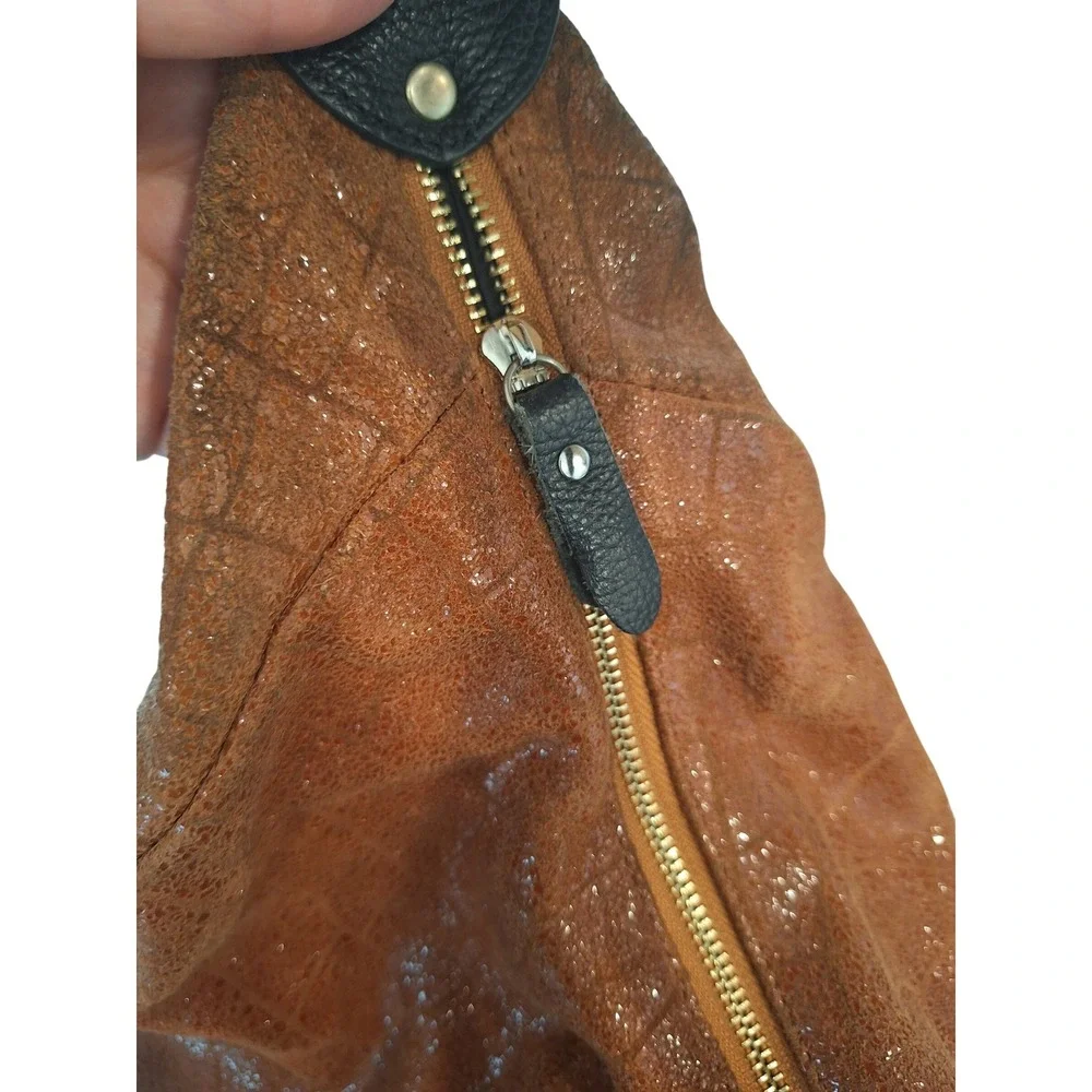 Lola Bernard Modena Rust Croc Embossed Leather Purse Shoulder Bag Handbag‎